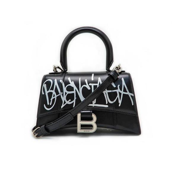 Balenciaga Bag Top Hourglass Graffiti Black Calf Handle - Picture 2 of 2